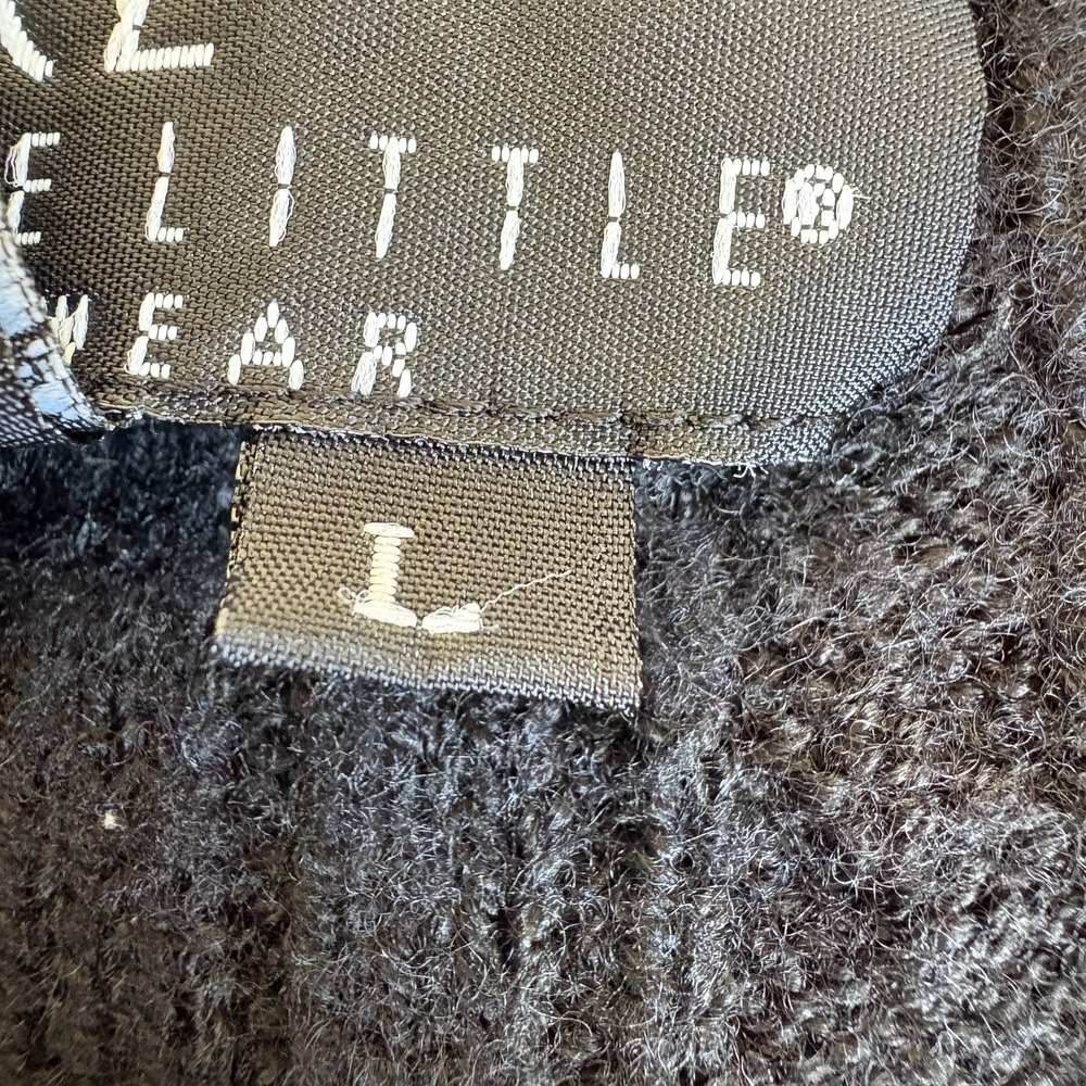 CL Carole Little Cardigan Sweater Women Large Black Cable Knit Button Front - Picture 6 of 7